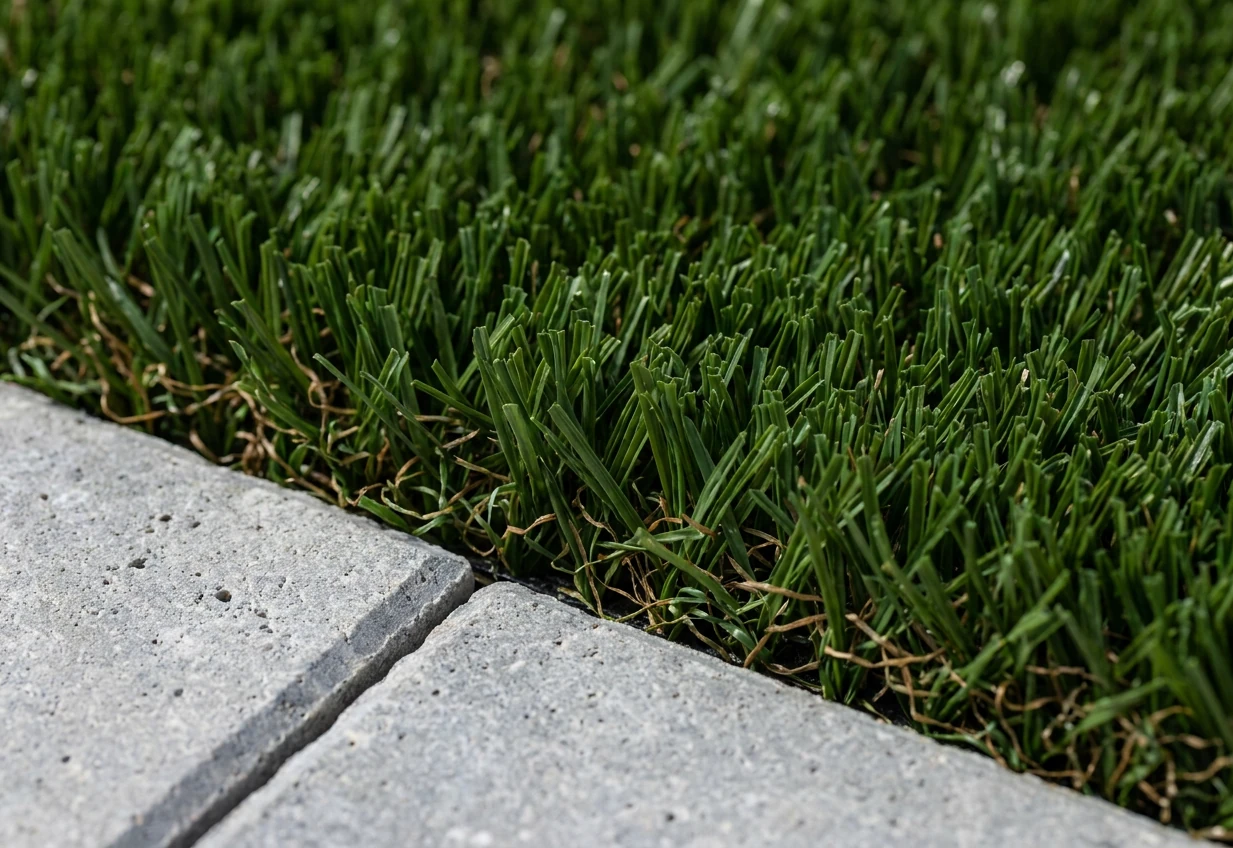Artificial grass being installed in a Dubai backyard
